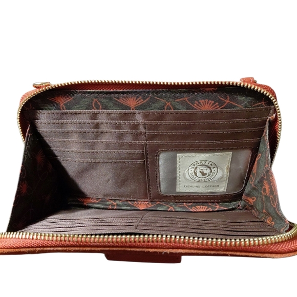 Spartina 449 Genuine Suede Clutch Wallet Rust Brown - Picture 8 of 10